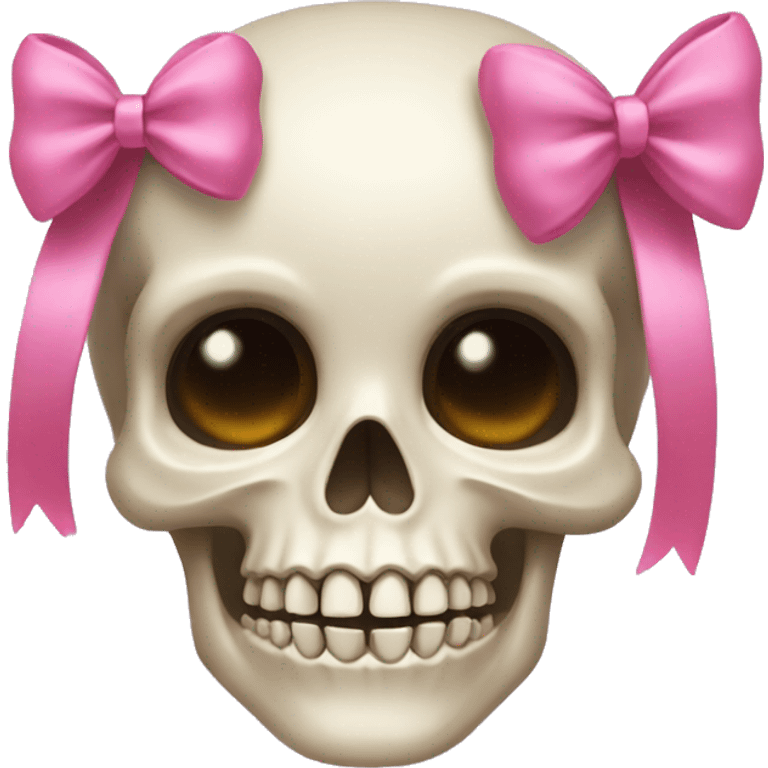 Skull with a pink bow and bangs emoji