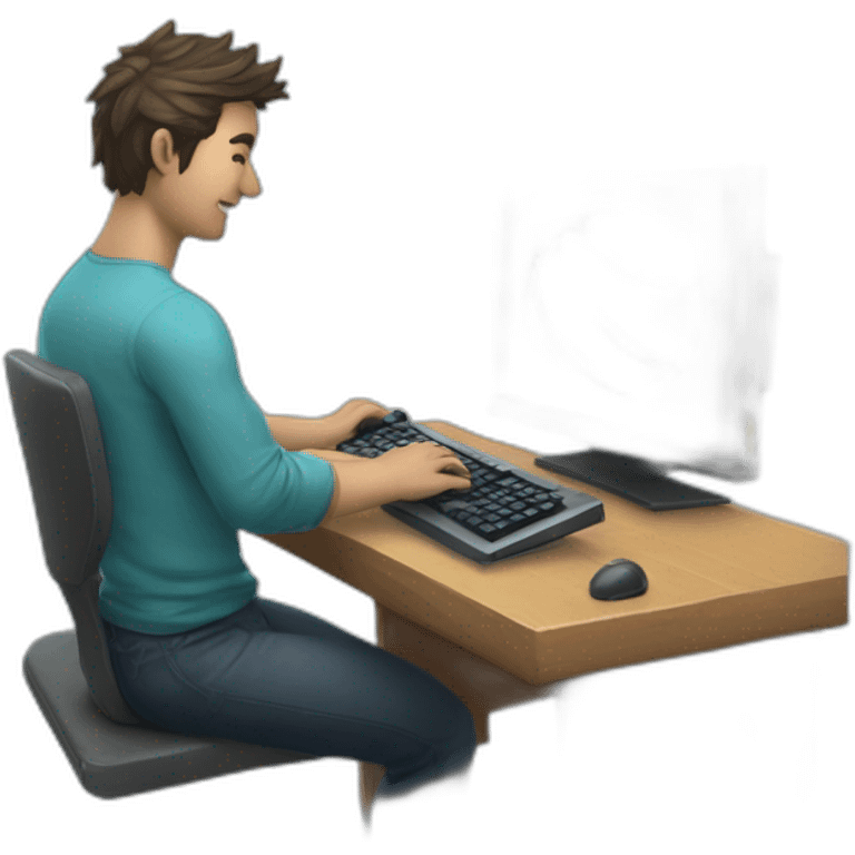 game player playing with his computer having the Uranus logo and the inscription Uranus emoji