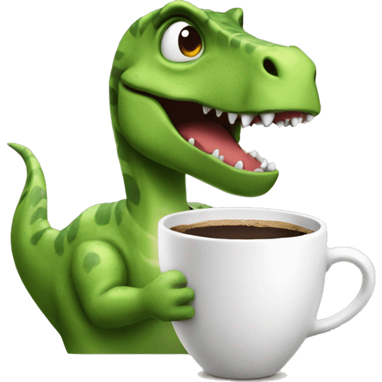 dinosaur drinks coffee emoji