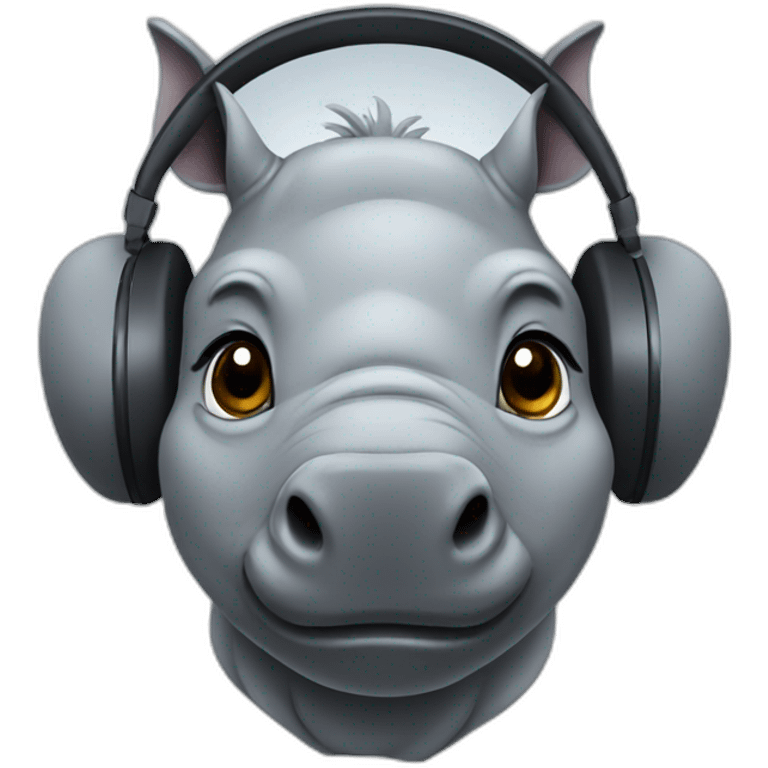 cute rhino with headphone emoji