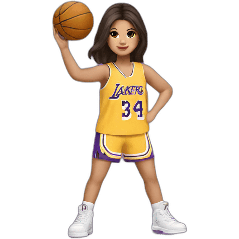 selena gomez with yellow lakers jersey emoji