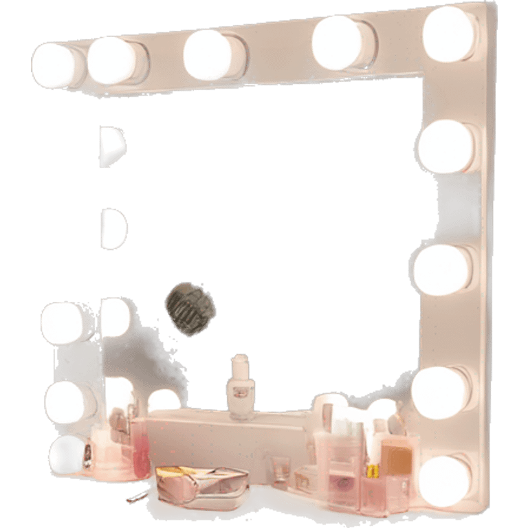 Vanity table with square led light mirror emoji