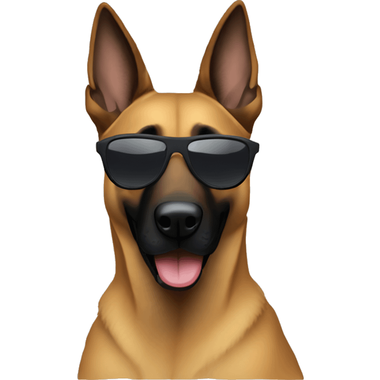 Belgian malinois with sunglasses emoji