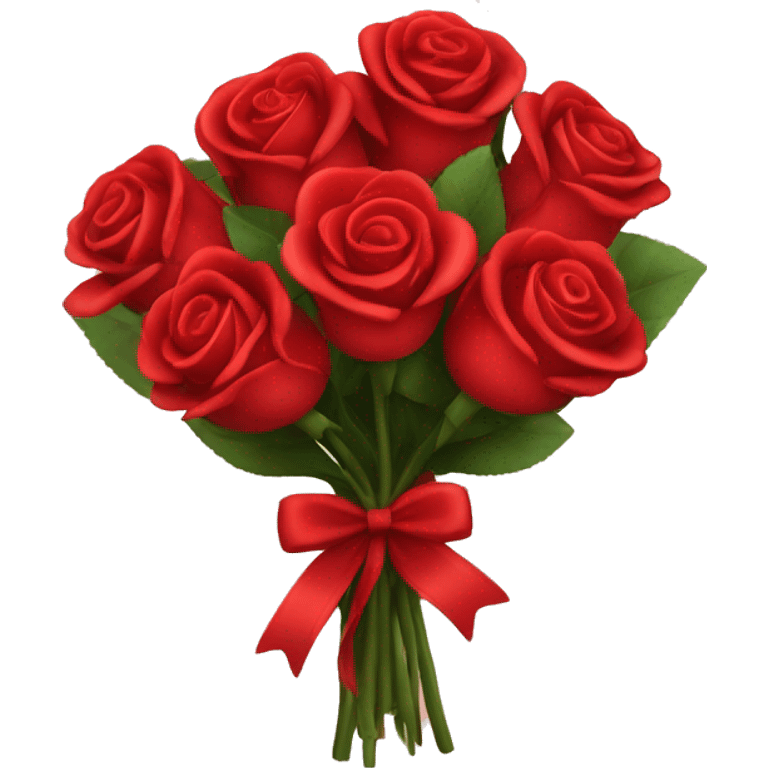 Bouquet of red roses attached with a small red bow emoji