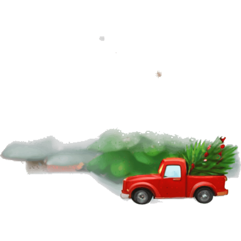 Little red hauling Christmas tree snow globe emoji