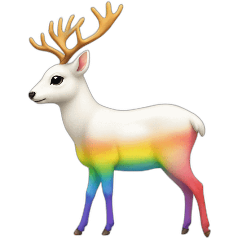 white deer on the rainbow emoji