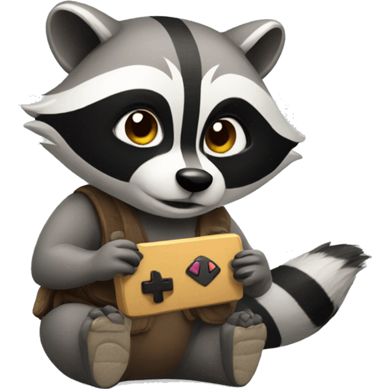 raccoon playing game emoji