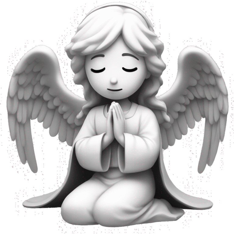 classic monochrome angel praying with closed eyes emoji