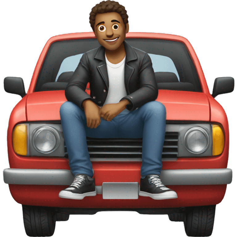 man sitting on top of car emoji