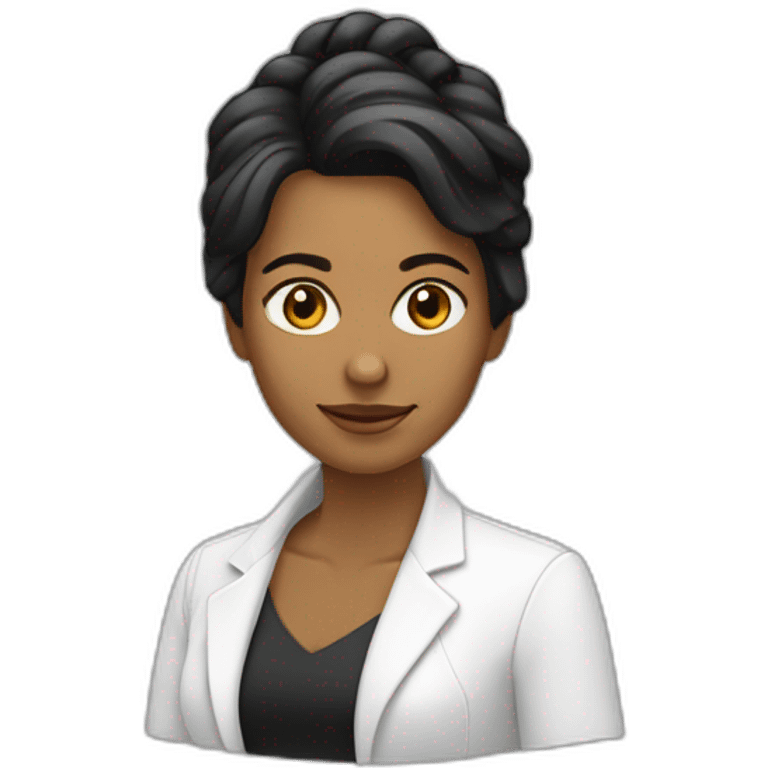 mujer piel blanca pelo negro largo en laptp emoji