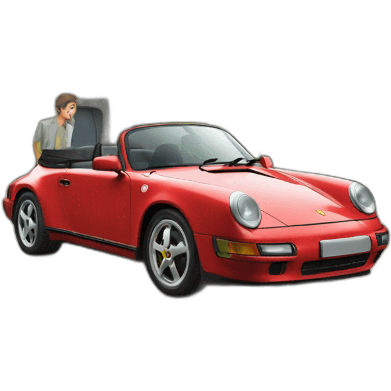 Michou seeing on a Porsche emoji