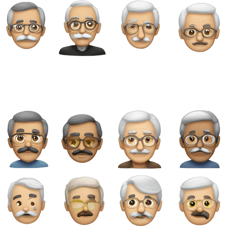 abuelo con bigotes y peluca de colores emoji