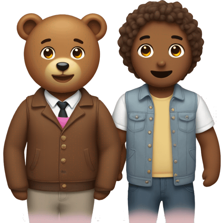 Gay couple with a brown teddie bear emoji