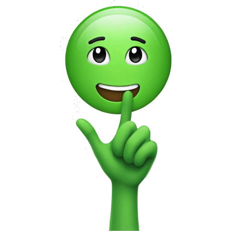 Green happy Emoji with hand next to their head  emoji