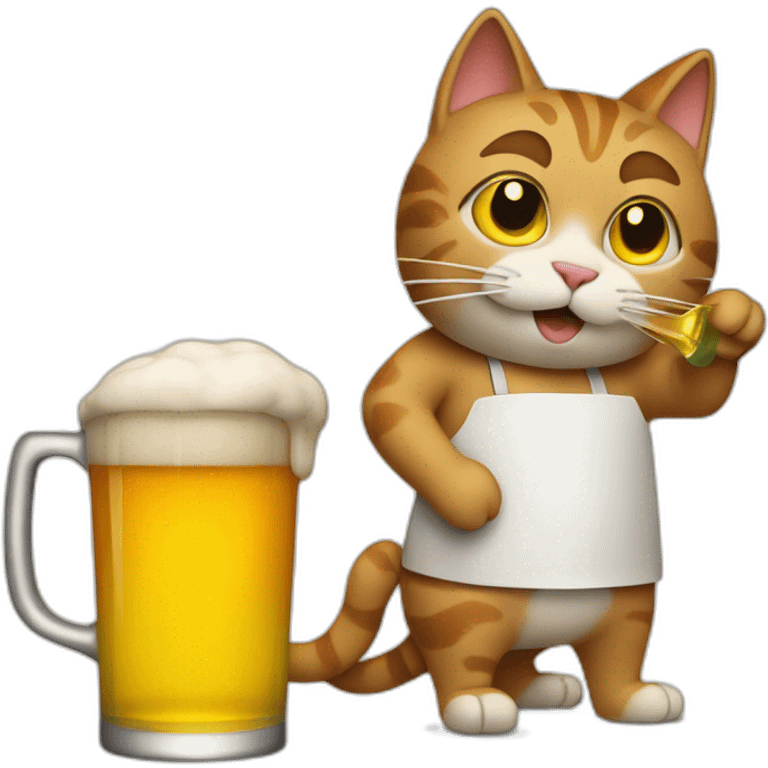 cat cooking ans a beer emoji