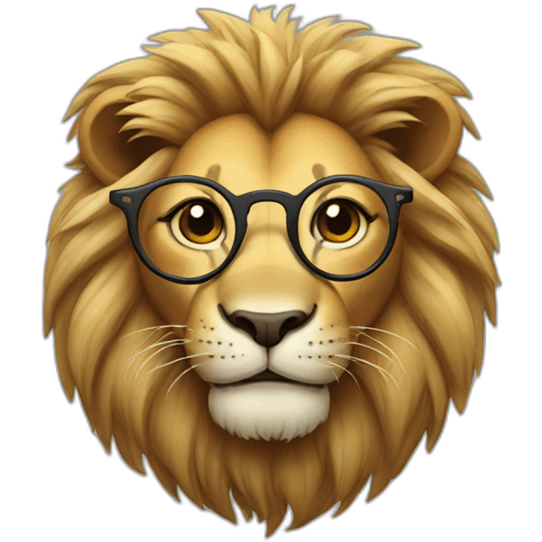 smiling lion with glasses emoji