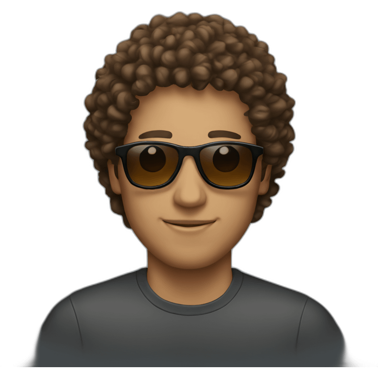 Guy with sunglasses and brown curly hair emoji