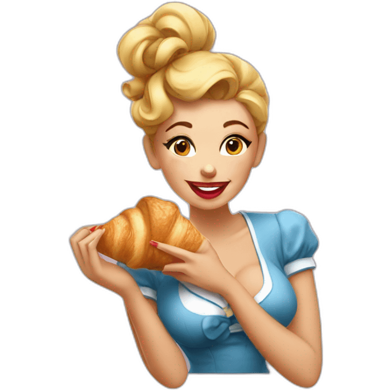 pin-up eating a croissant emoji