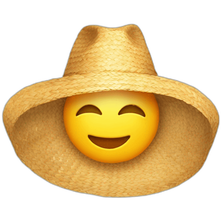 sun with long rays, eyes, smile in a straw hat emoji