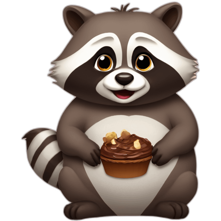 fat raccoon with chocolate emoji