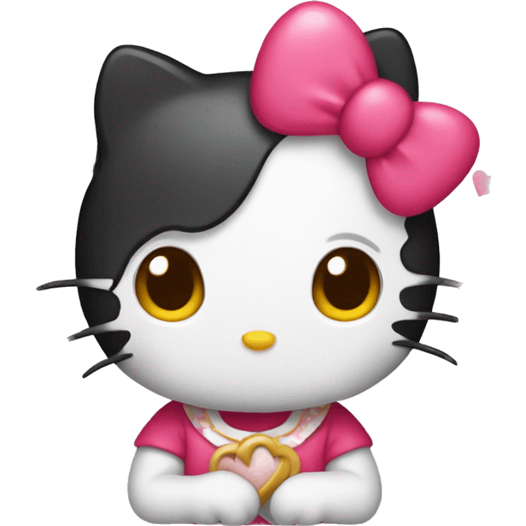 Hello kitty with hearts around emoji