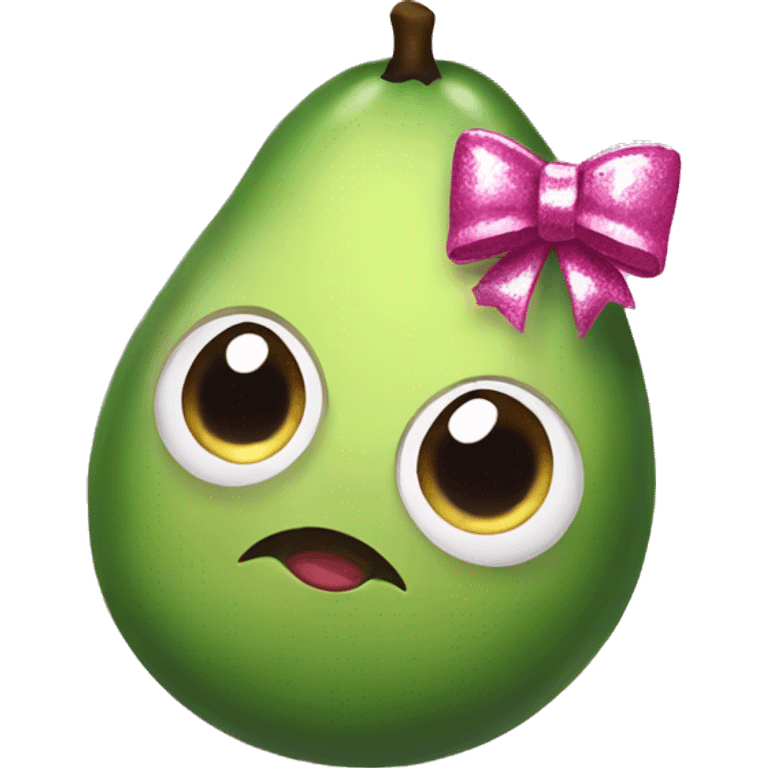 pink avocado with a bow and sparkly eyes emoji