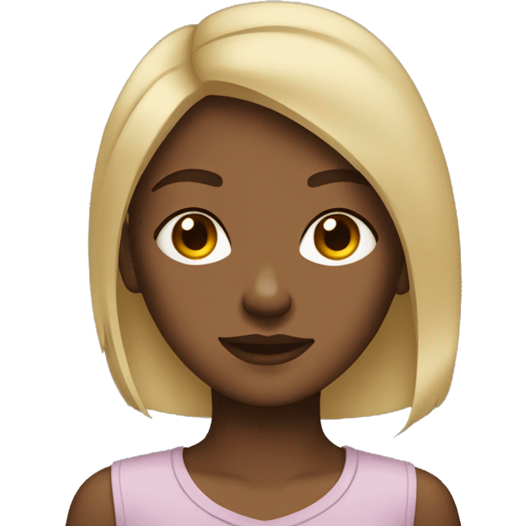 Brown skin girl with blonde wolfcut emoji