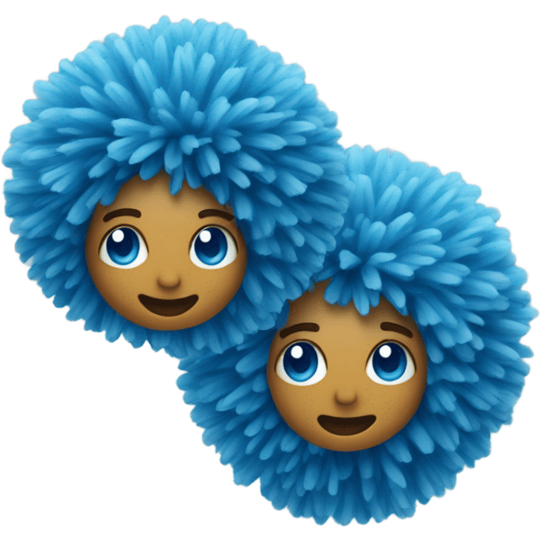 a pair of blue pompoms  emoji