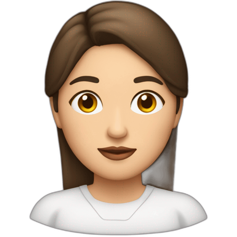 Mujer gordita morena sin gafas pelo largo ojos cafes emoji