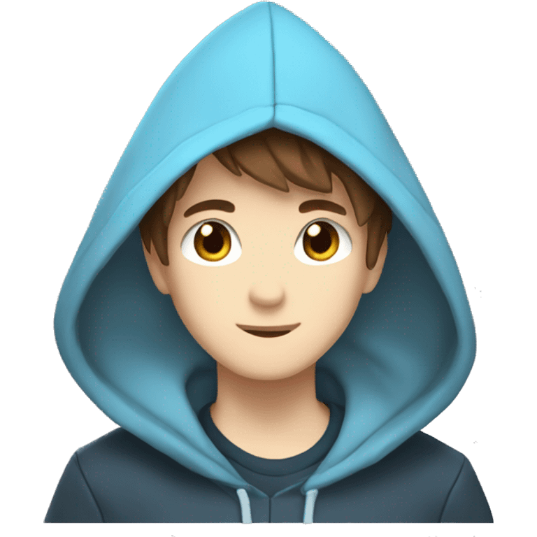 A anime boy with a shark hoodie and brown hair with blue eyes emoji