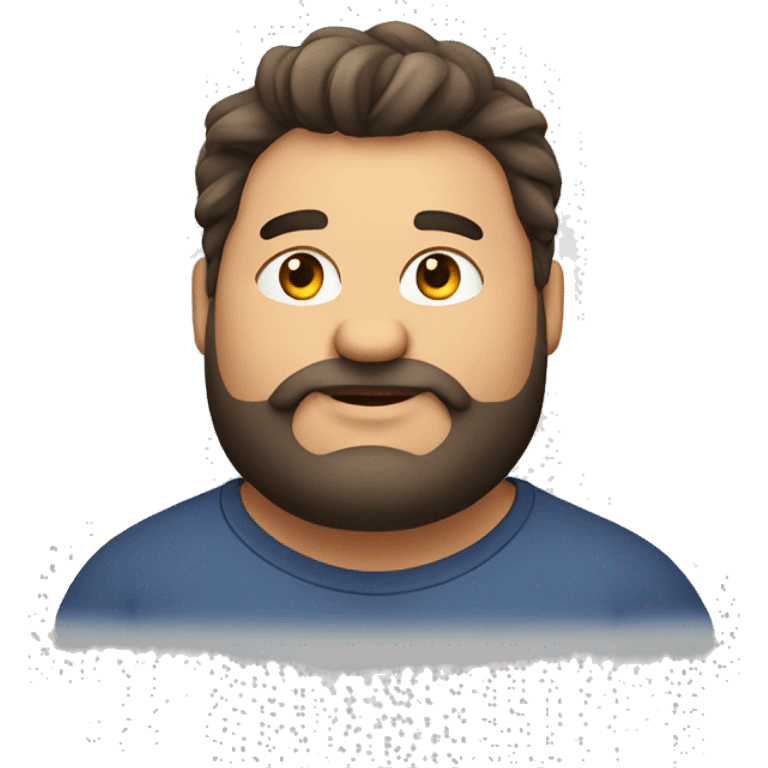 Chubby guy hair. Medium skin with medium beard emoji