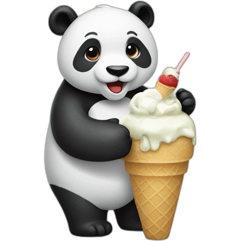 Panda eating ice cream emoji