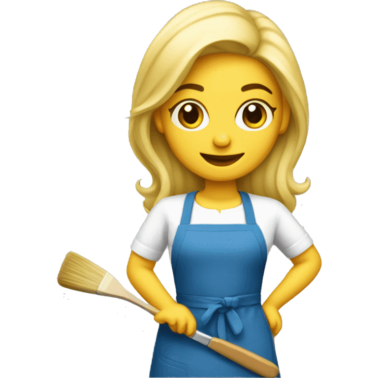 blond artist with apron and paintbrush emoji