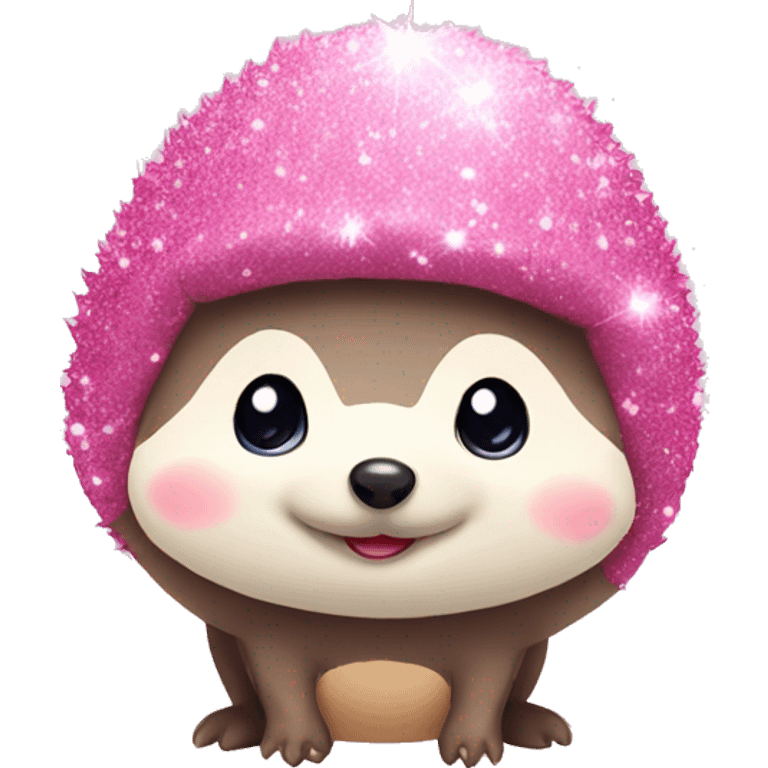 Cute Hedgehog with pink glitter bonnet emoji