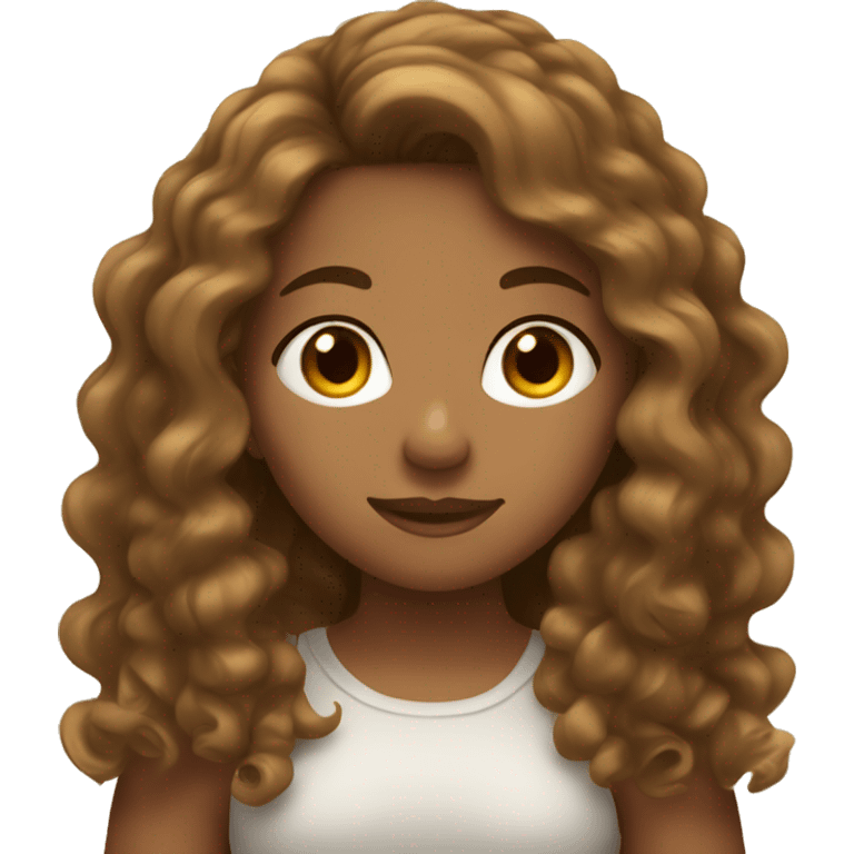 Tan skinned girl with  long brown curly hair  emoji