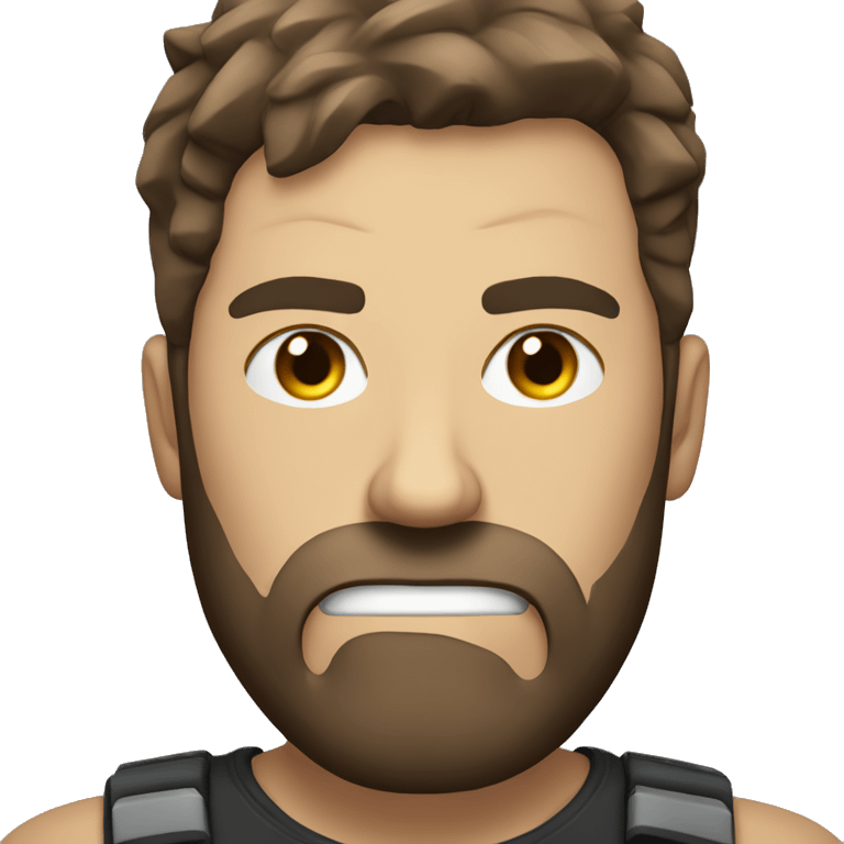 very angry male face with a beard and short scruffy medium brown hair  emoji