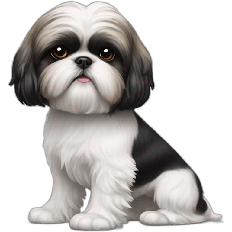 Black and white shih tzu wearing air jordans emoji