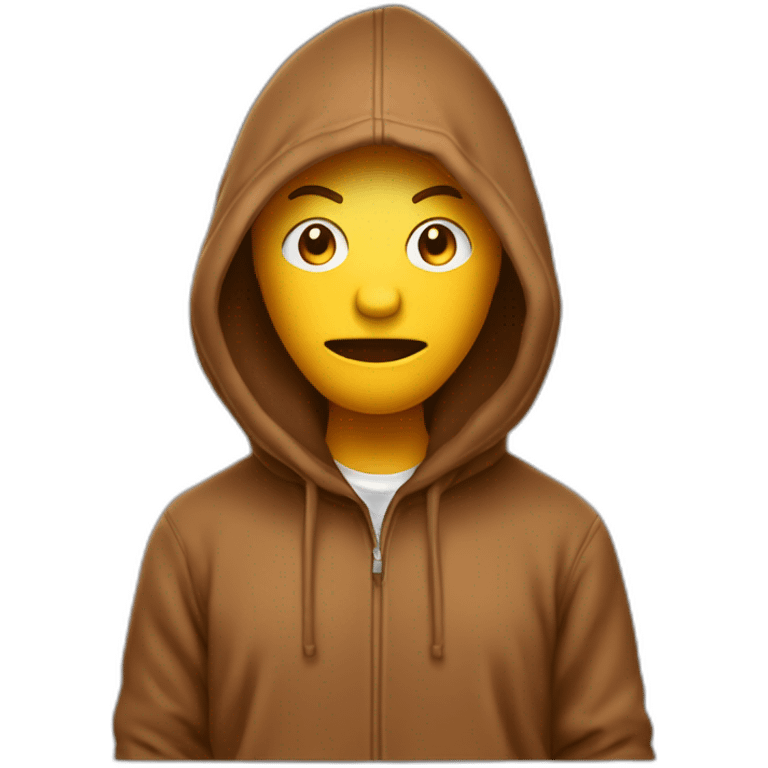 Une tête de poulpe portant un sweat-shirt marron à capuche emoji