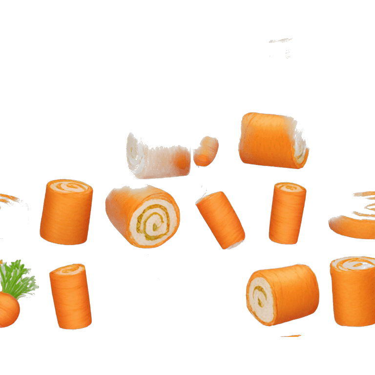 cake roll with carrot sprinkles and onions emoji