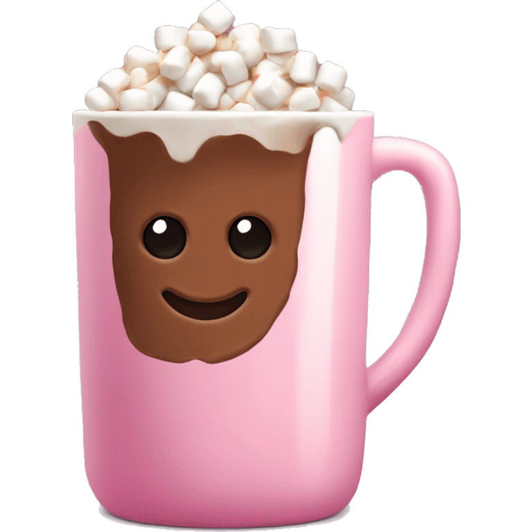 Hot chocolate with small marshmallows in a pink mug emoji