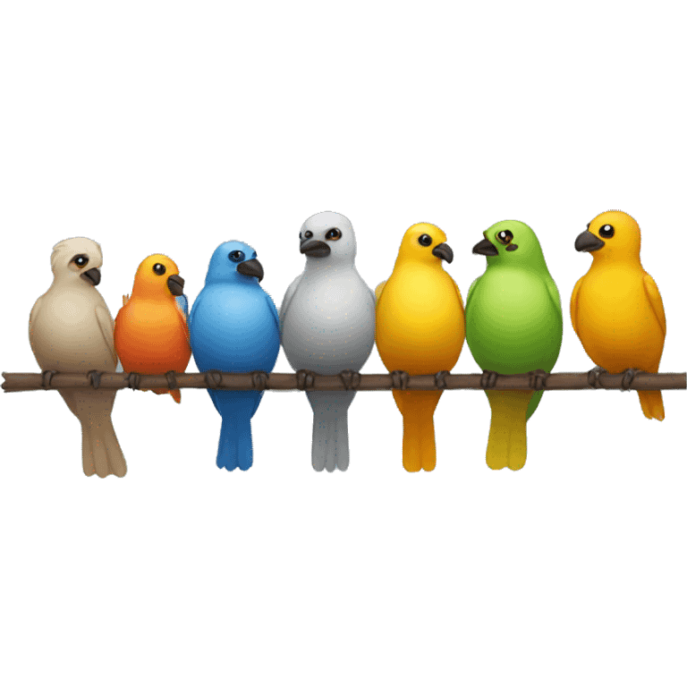 five birds sitting lined up emoji