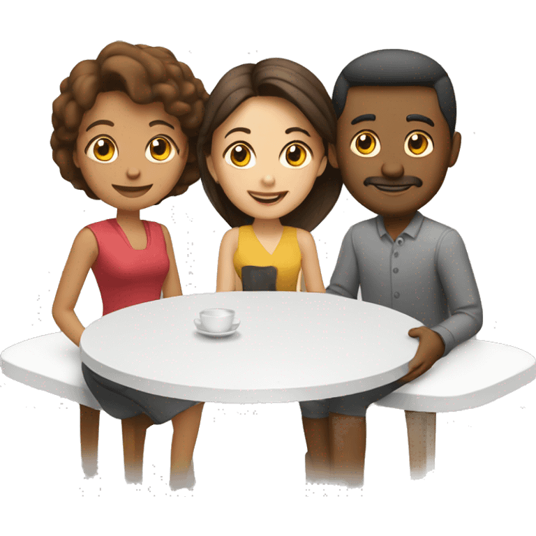 3 people around an restaurant table emoji