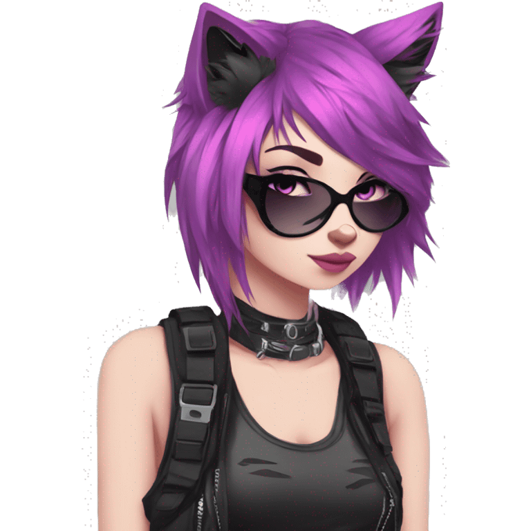 Edgy Beautiful Cool Kawaii Anthro dark cat-fursona punk techwear emoji