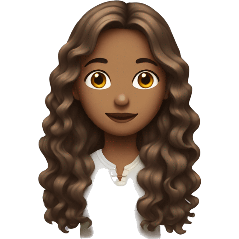 Girl with long wavy brown hair emoji