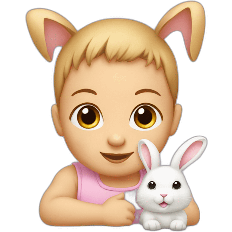 Bébé avec lapin emoji