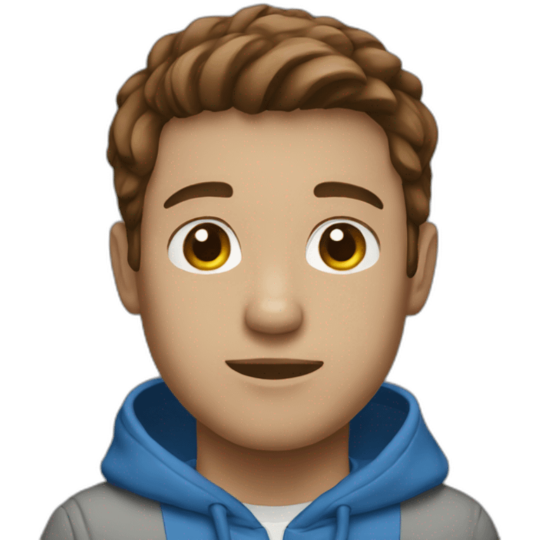 male blue hoodie brown hair emoji