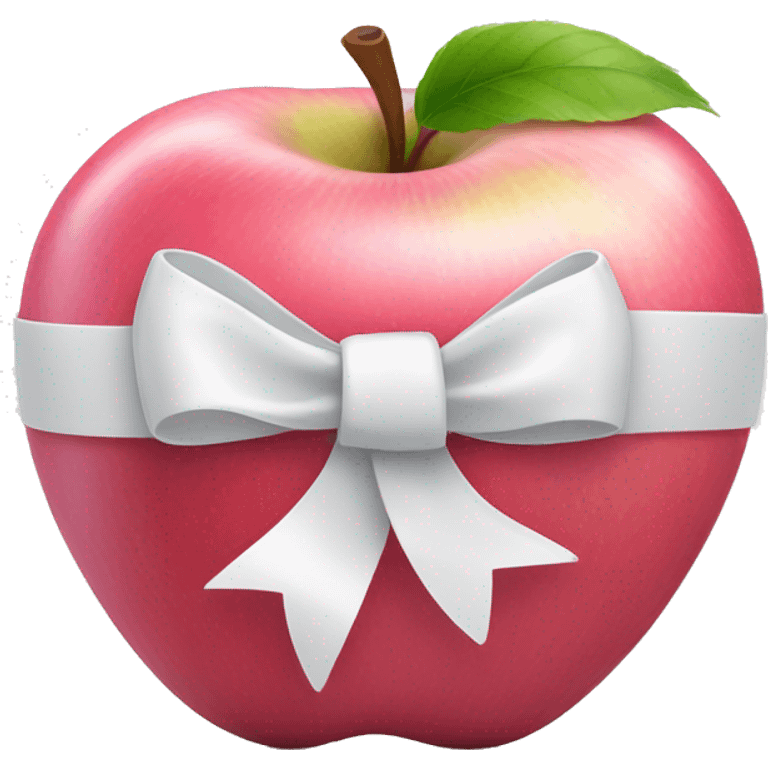 pink apple with white ribbon  emoji