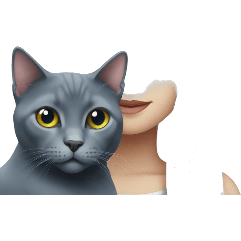 Russian Blue cat with Girl  emoji