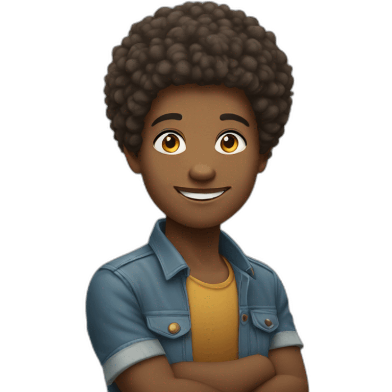 young african descendant showing thumb up with friendly face and an afro haircut emoji