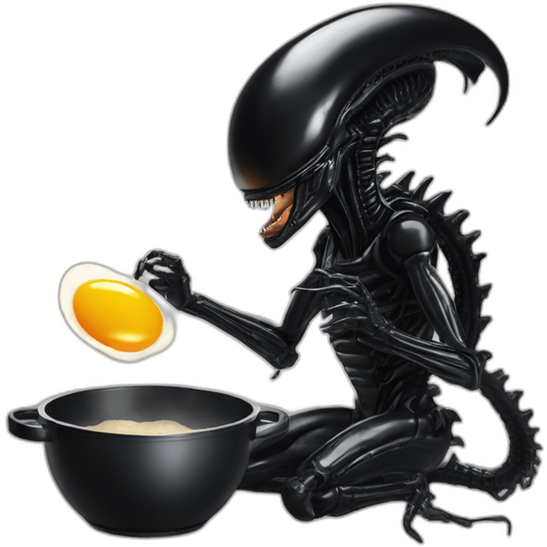 Xenomorf cooking an egg emoji